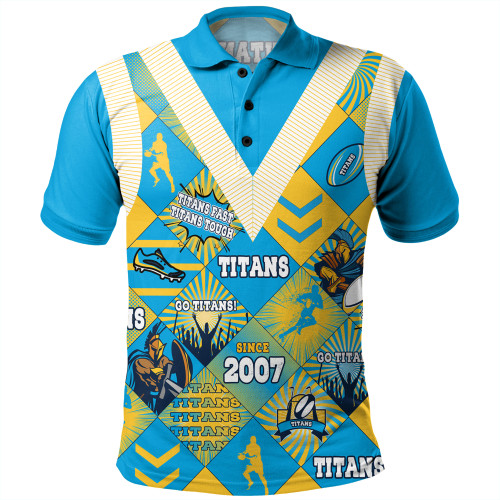 Gold Coast Titans Sport Polo Shirt - Argyle Patterns Style Tough Fan Rugby For Life